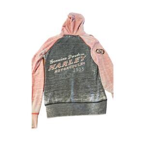 Harley Davidson pink and gray washout bling sweatshirt